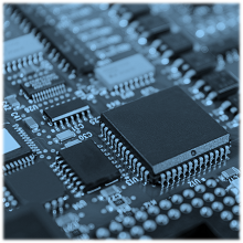 circuit board with electronic components background